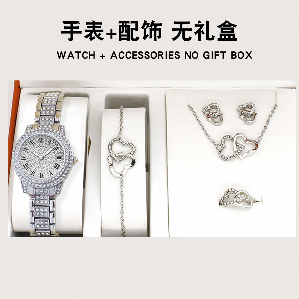 Wristwatch Bracelet Set High Value Watches Women's 5-Piece Set Stylish Quartz Watch Women's Watches