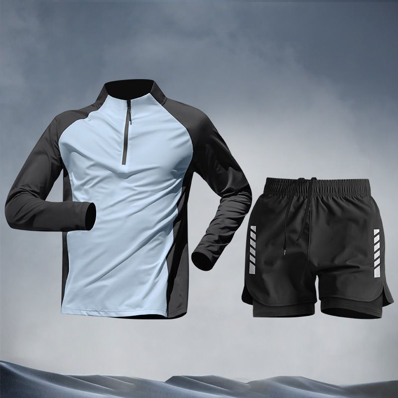 Swimsuit Men's Long Sleeve Sunscreen Swim Set New Teen Swimming Trunks Top Full Set of Adult Hot Spring Equipment