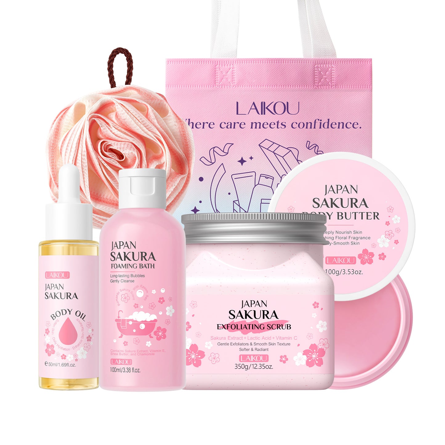 Cross-border full English LAIKOU cherry blossom series skin care set combination facial care full set of hydration manufacturers in stock