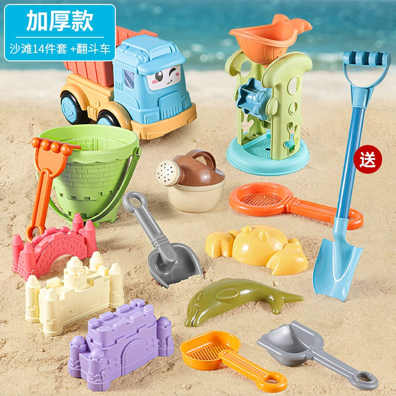 Children's beach toy car baby playing in water and sand digging tool sand shovel child playing sand sand hourglass bucket set by the sea by My Store