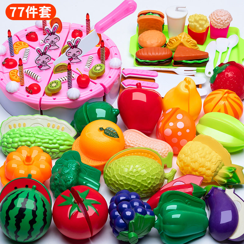 Children's play house simulation kitchen cutting music toy girl cooking boy girl baby cutting fruit cooking package