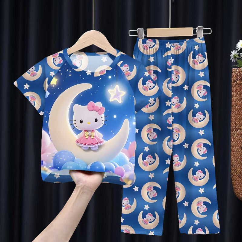 Foreign trade children's pajamas, spring and summer short-sleeved trousers, cartoon Sharjah men's group K-POP girl group middle and adult children's loungewear