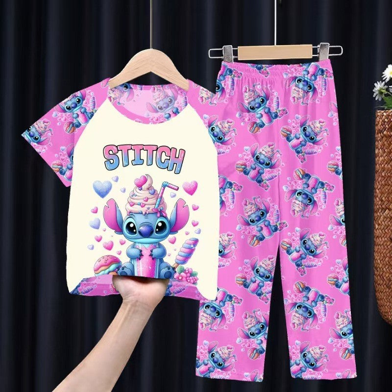 Foreign trade children's pajamas, spring and summer short-sleeved trousers, cartoon Sharjah men's group K-POP girl group middle and adult children's loungewear