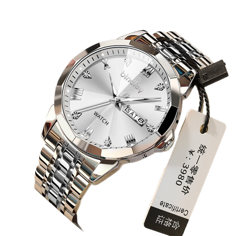 Foreign trade hot sale 2025 new men's watch men's large dial men's glow men's watch men's high-end calendar quartz watch