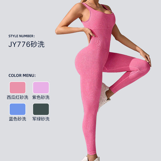 European and American cross-border new products, sports elastic tight-fitting bodysuits, women's seamless threads, abdominal tightening, slimming body-pieces, yoga clothes, women