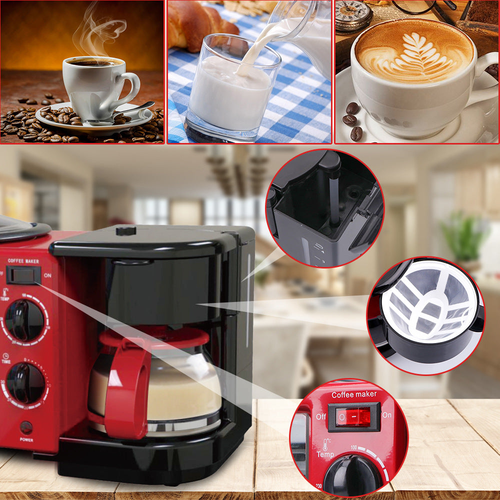 Household three-in-one coffee oven toaster multi-functional automatic toaster oven mini electric oven omelette by My Store
