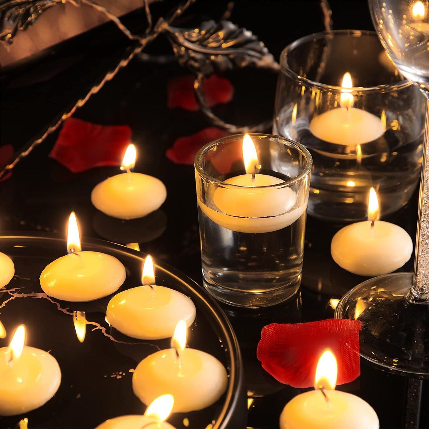 Nuanchu 30 1.5" (approx. 3.8 cm) Christmas Unscented Floating Candles for medium
