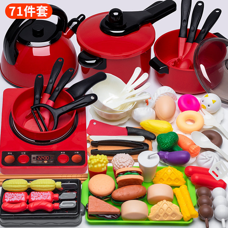 Children's play house simulation kitchen cutting music toy girl cooking boy girl baby cutting fruit cooking package