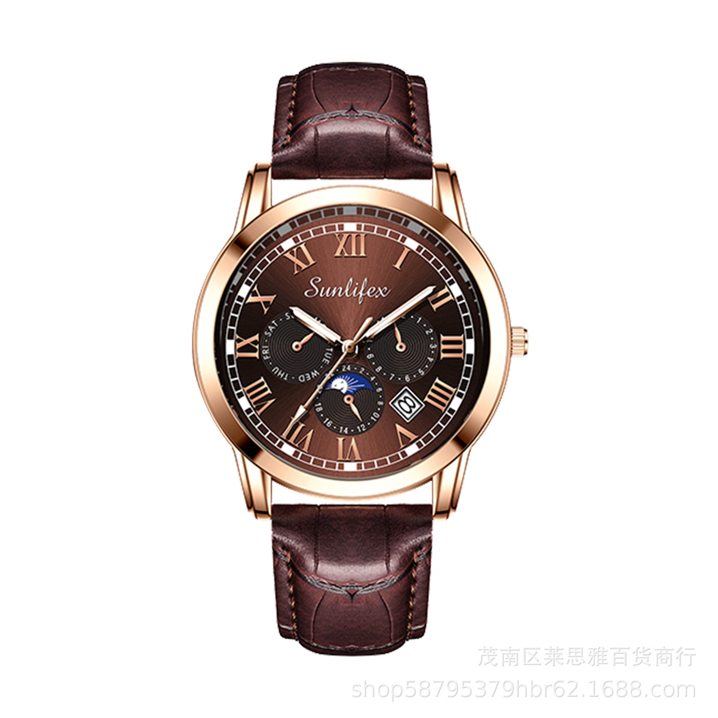 Foreign trade hot direct sales new men's watch student men's luminous waterproof sports leather strap black quartz watch