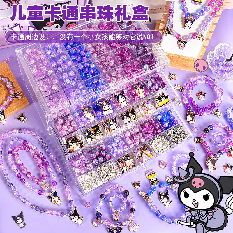 Children's Day Children's Day Gift Handmade DIY Set Kuromi Cartoon Dripping Glass Beaded Bracelet