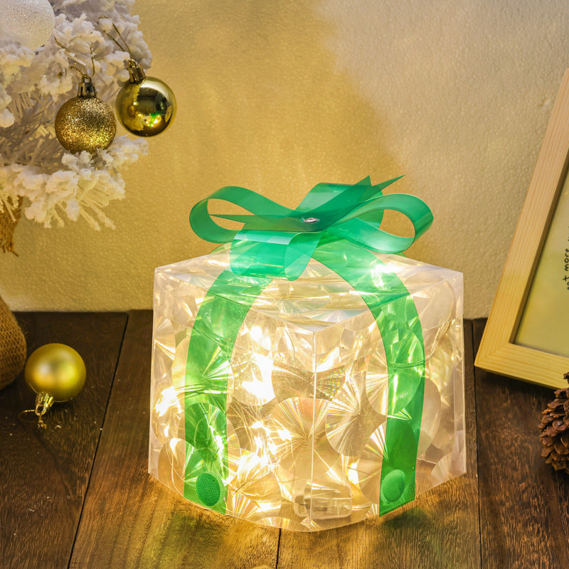 Luminous Christmas gift box laser cat's eye luminous gift box Christmas mall window decoration pile hair glow gift box