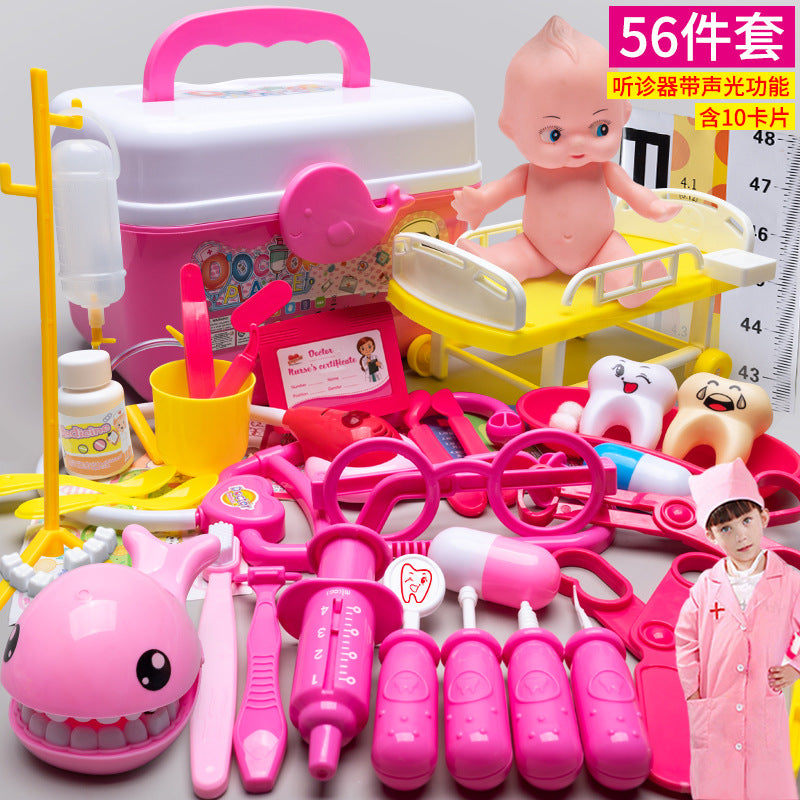 Kids doctor play house playset girls simulation nurse stethoscope injection baby medical toolbox