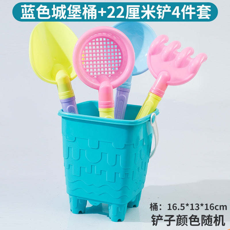 Kids Thickened Plastic Beach Bucket Beach Shovel Water Playing Castle Bucket Playset Baby Sand Digging Tools by My Store