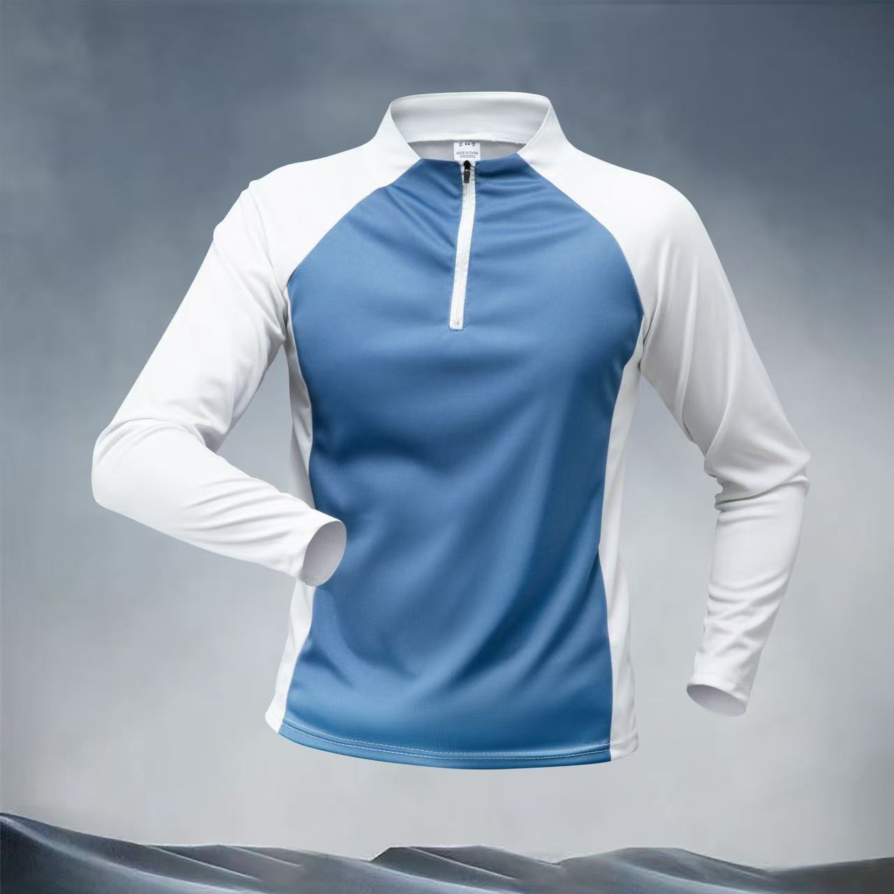 Half zip up training clothes men's long sleeve quick-drying clothes cycling sports track and field t-shirt tops running fitness clothes