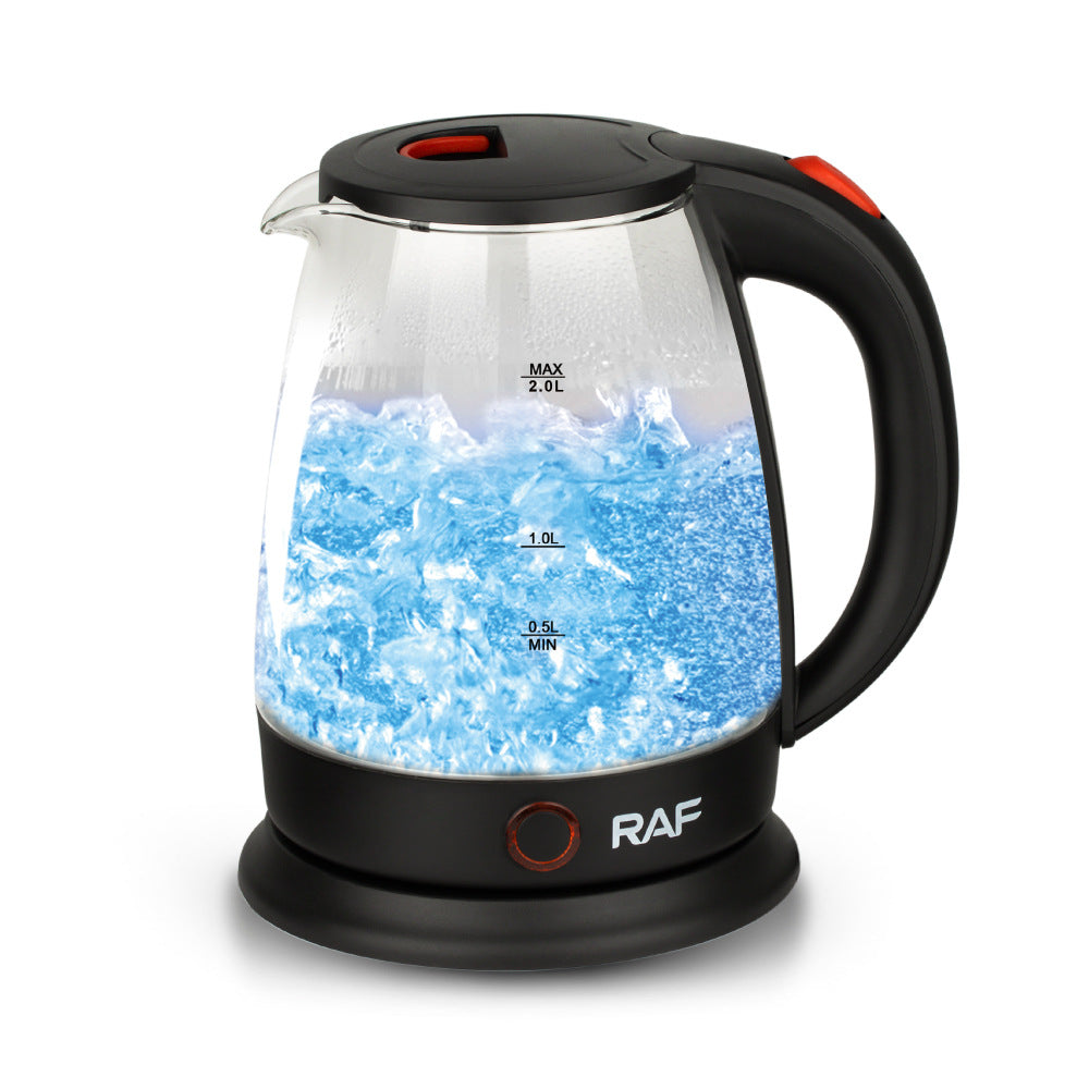 RAF European regulation household electric kettle automatic power off anti-dry kettle glass visible household kettle 2L