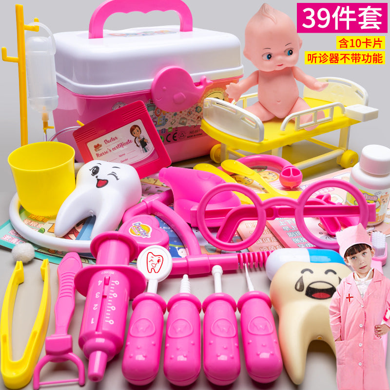 Kids doctor play house playset girls simulation nurse stethoscope injection baby medical toolbox