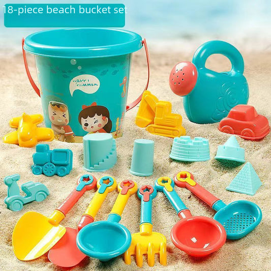 Children's beach toy bucket 18 piece set baby play in the water and sand digging tools, shovel beach bucket play in the water by My Store