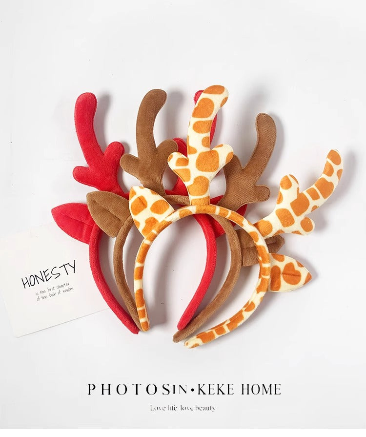 Christmas Dress Up Deer Antler Scrunchie Women Hairpin Cute Cartoon Elk Headband Adult Kids Activity Show Headwear