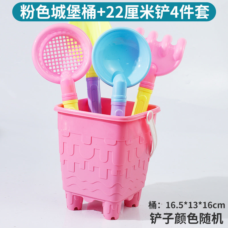 Kids Thickened Plastic Beach Bucket Beach Shovel Water Playing Castle Bucket Playset Baby Sand Digging Tools by My Store