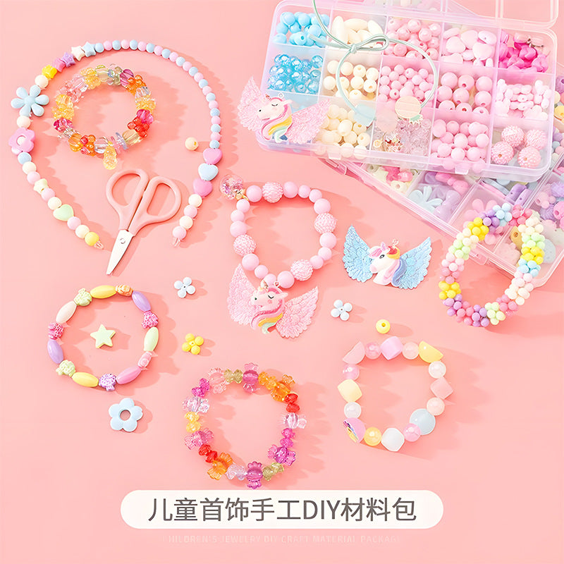 Clearance Kids Beaded Toys Girls Wear Beads DIY Handmade Material Bags Bracelets Necklaces Jewelry Gifts