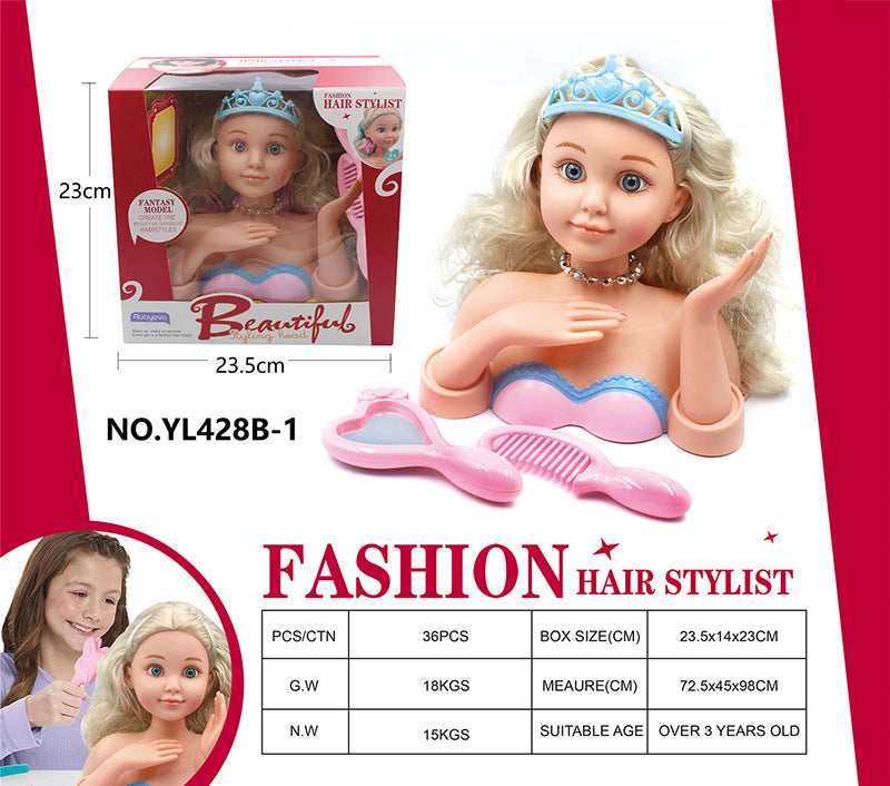 Play house makeup doll comb hair girls children toys wig dressing set princess sixth birthday gift
