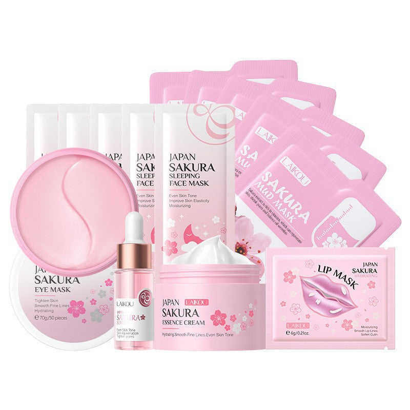 Cross-border full English LAIKOU cherry blossom series skin care set combination facial care full set of hydration manufacturers in stock