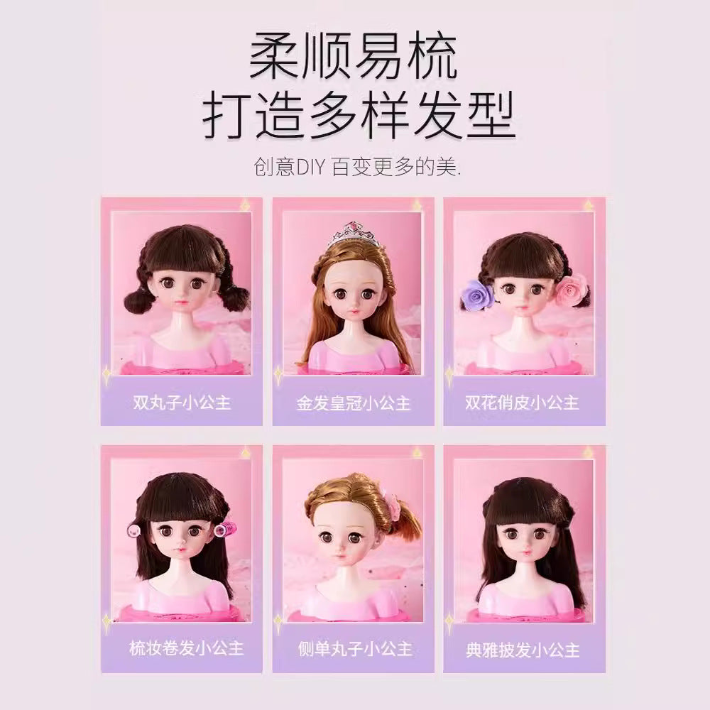 Play house makeup doll comb hair girls children toys wig dressing set princess sixth birthday gift
