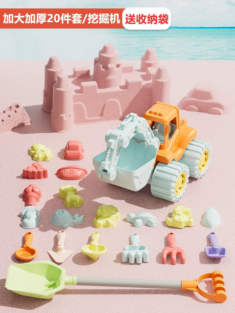 Children's beach toy car set baby indoor beach digging sand play sand tool sand pool hourglass shovel bucket by My Store