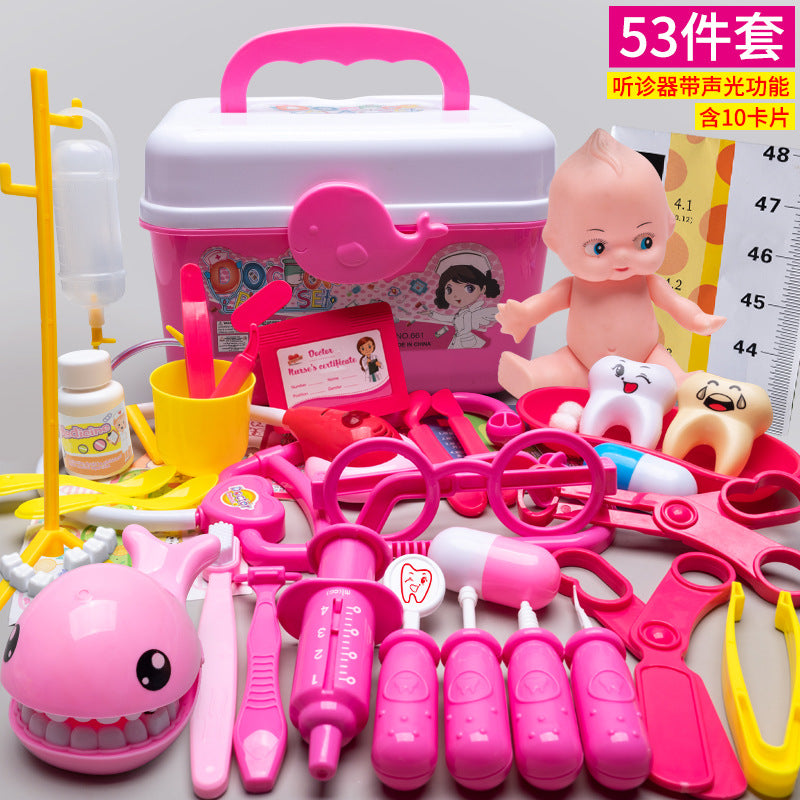 Kids doctor play house playset girls simulation nurse stethoscope injection baby medical toolbox