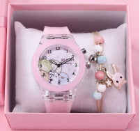 New Kids Glow Watch Unicorn Luminous Silicone Electronic Watch Plus Bracelet (2pcs set)
