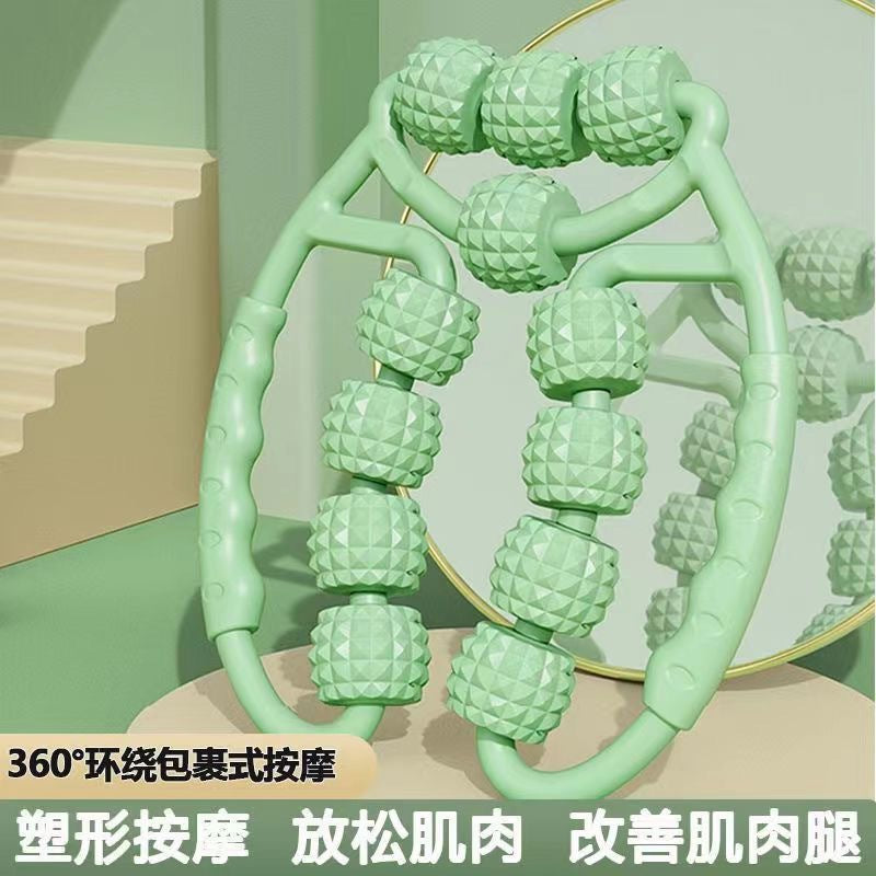 Popular ring clamp calf roller yoga training deep massage leg shaping hot selling portable 12-wheel relaxer by My Store