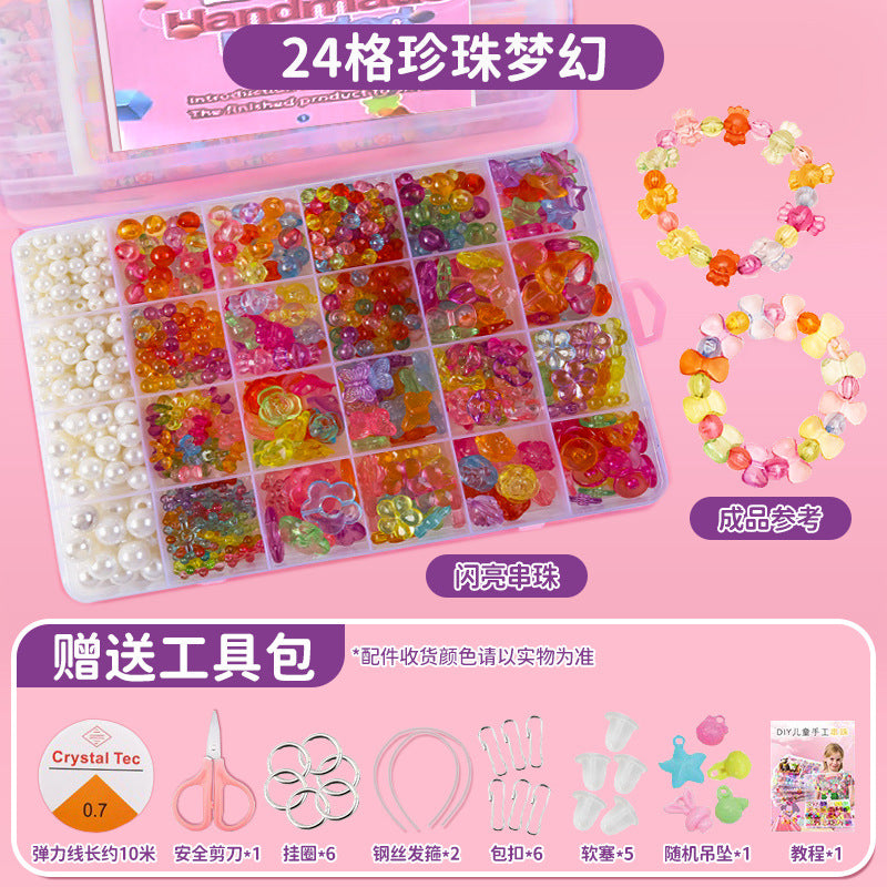 Clearance Kids Beaded Toys Girls Wear Beads DIY Handmade Material Bags Bracelets Necklaces Jewelry Gifts