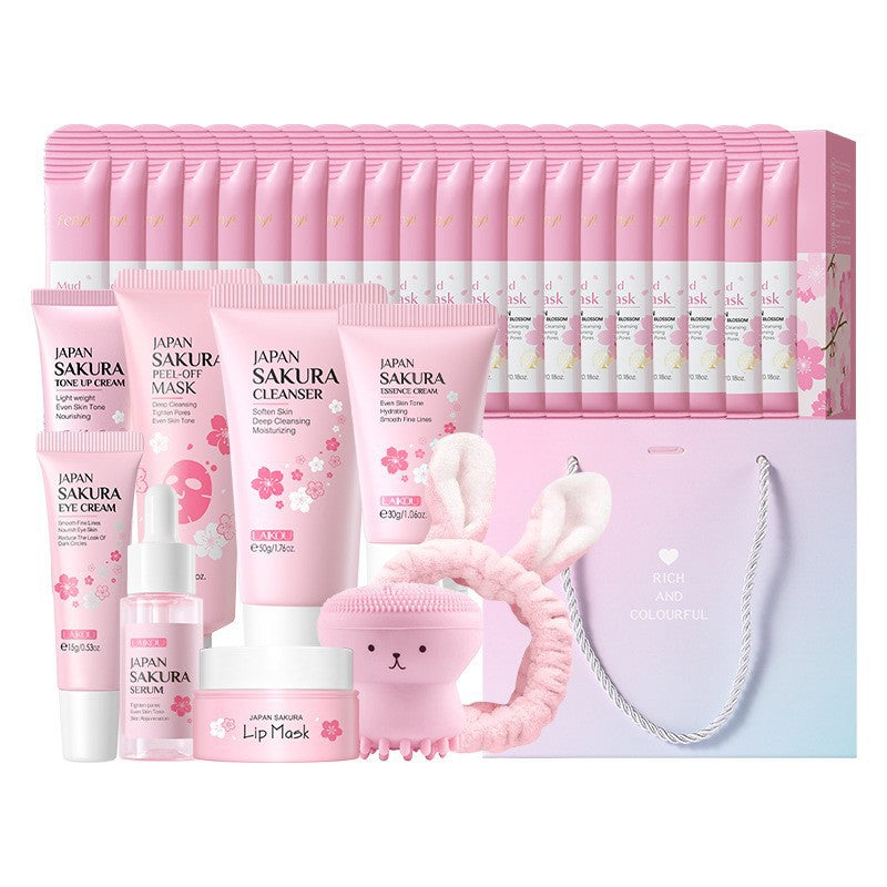 Cross-border full English LAIKOU cherry blossom series skin care set combination facial care full set of hydration manufacturers in stock