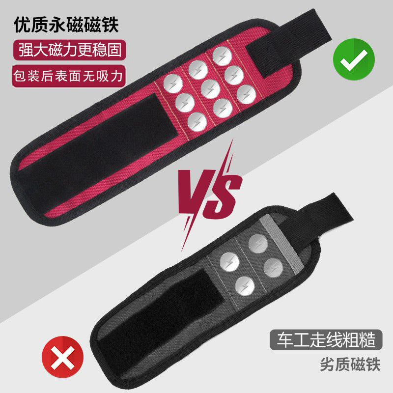 3 Rows 5 Rows Magnetic Magnetic Wristband Tool Kit Electrician Accessories Magnet Picker Adsorption Screw Magnetic Wristband by My Store