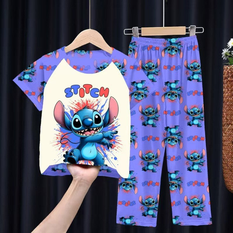 Foreign trade children's pajamas, spring and summer short-sleeved trousers, cartoon Sharjah men's group K-POP girl group middle and adult children's loungewear