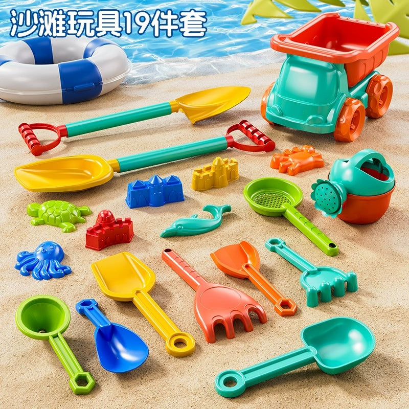 Kids beach toy car baby splash in the water, digging in the sand, playing with snow shoveling snow tools, hourglass, shovel bucket, beach snow set by My Store