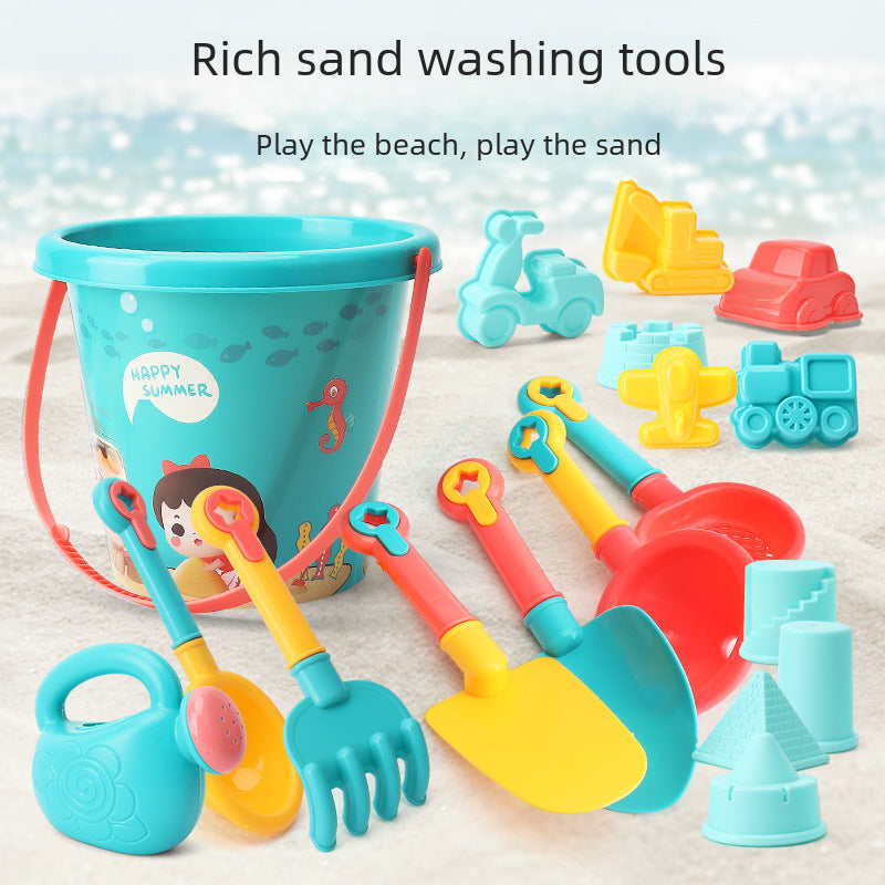 Children's beach toy bucket 18 piece set baby play in the water and sand digging tools, shovel beach bucket play in the water by My Store