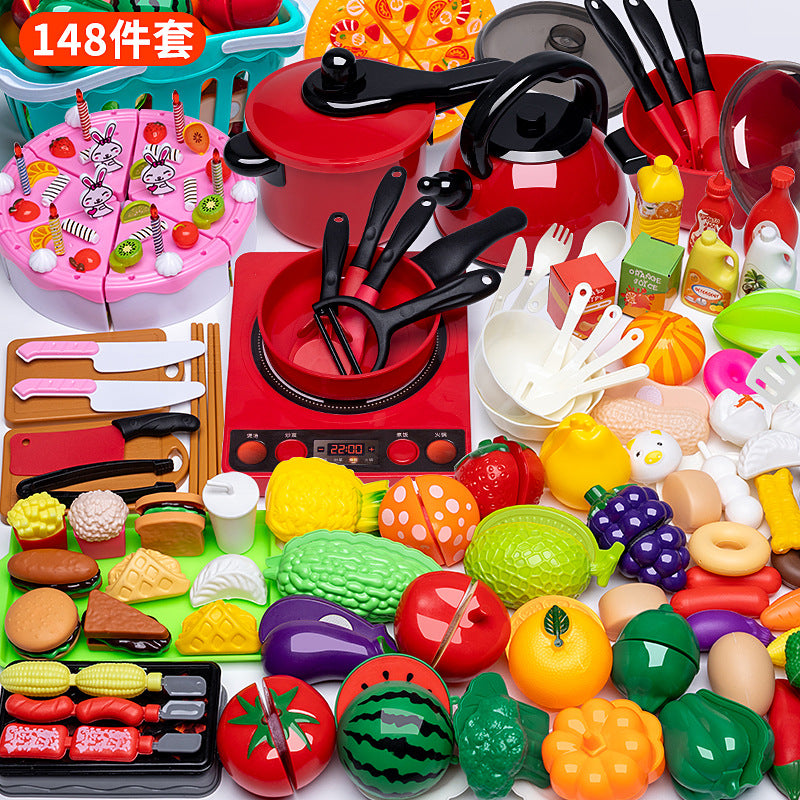 Children's play house simulation kitchen cutting music toy girl cooking boy girl baby cutting fruit cooking package