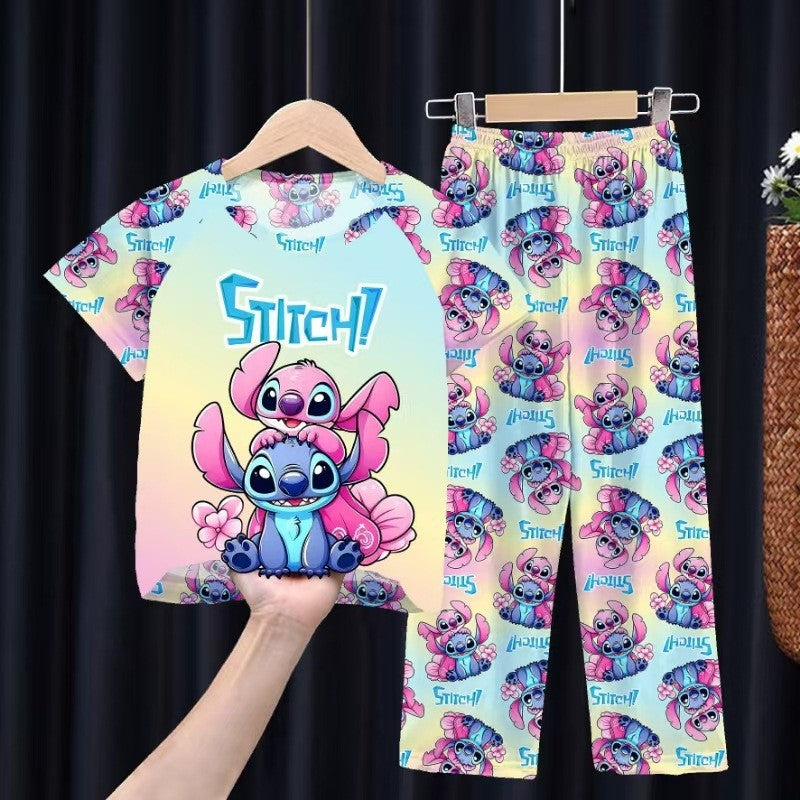 Foreign trade children's pajamas, spring and summer short-sleeved trousers, cartoon Sharjah men's group K-POP girl group middle and adult children's loungewear