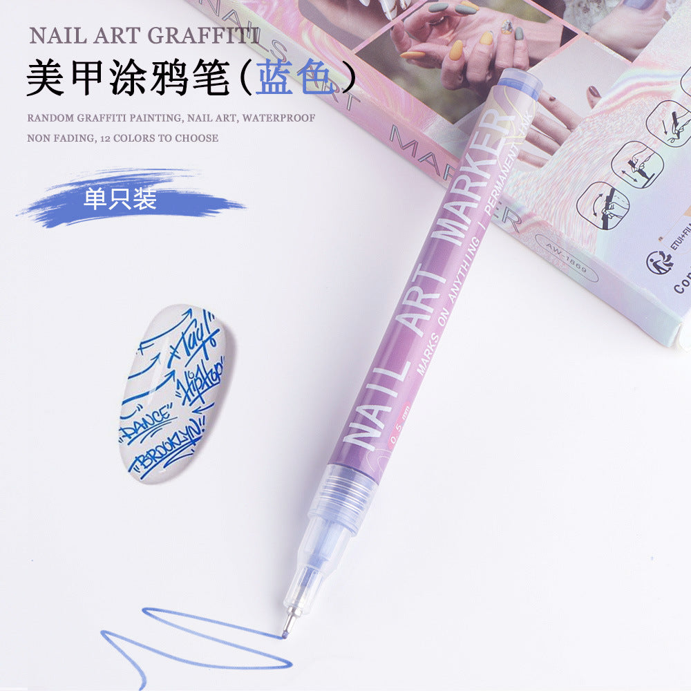 Cross-border SHEIN hot selling nail pen DIY painting graffiti nail art high-gloss hook pen acrylic marker set