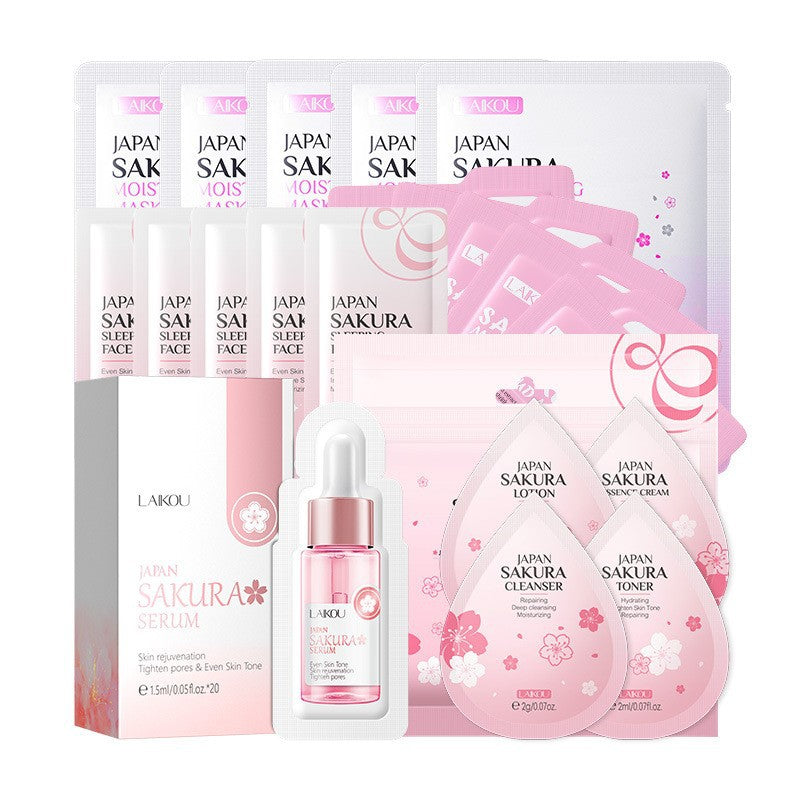 Cross-border full English LAIKOU cherry blossom series skin care set combination facial care full set of hydration manufacturers in stock