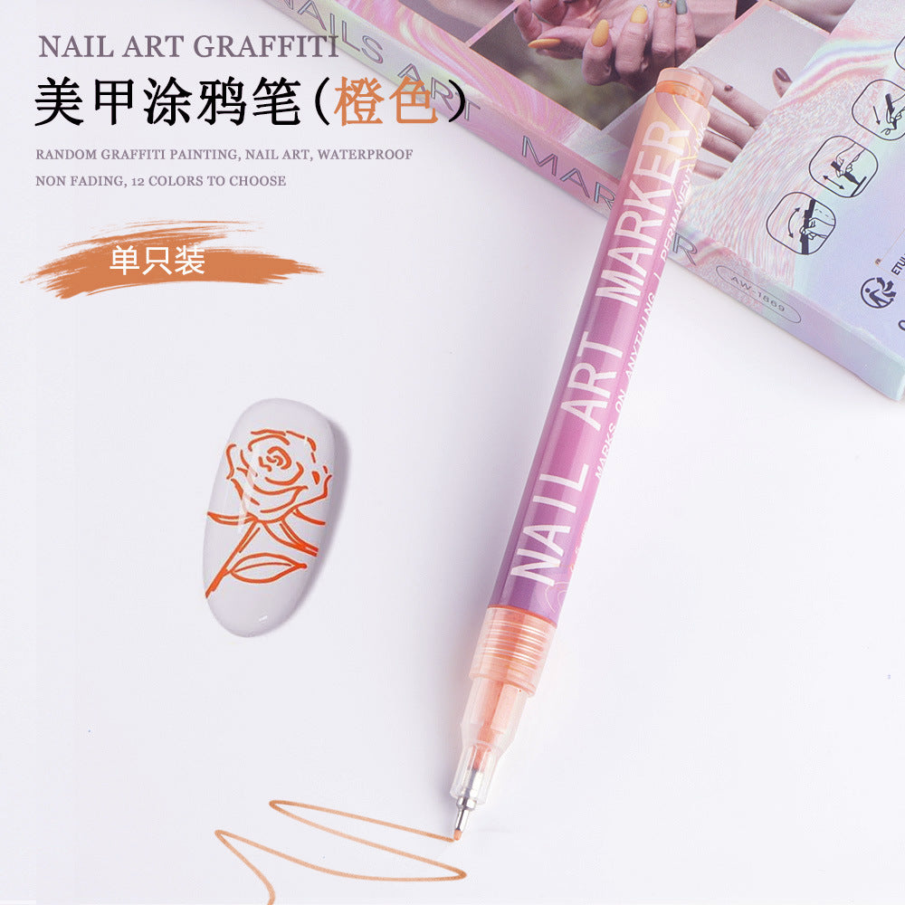 Cross-border SHEIN hot selling nail pen DIY painting graffiti nail art high-gloss hook pen acrylic marker set