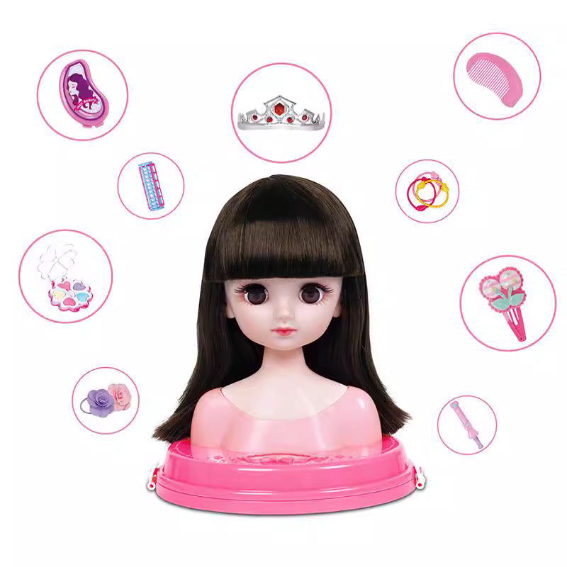 Play house makeup doll comb hair girls children toys wig dressing set princess sixth birthday gift