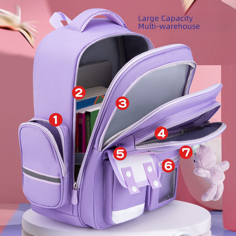 2023 new primary school school bag spine protection to reduce the burden of 123 to 6th grade children's school bag waterproof backpack by My Store