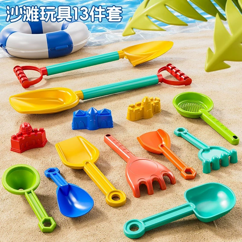 Kids beach toy car baby splash in the water, digging in the sand, playing with snow shoveling snow tools, hourglass, shovel bucket, beach snow set by My Store