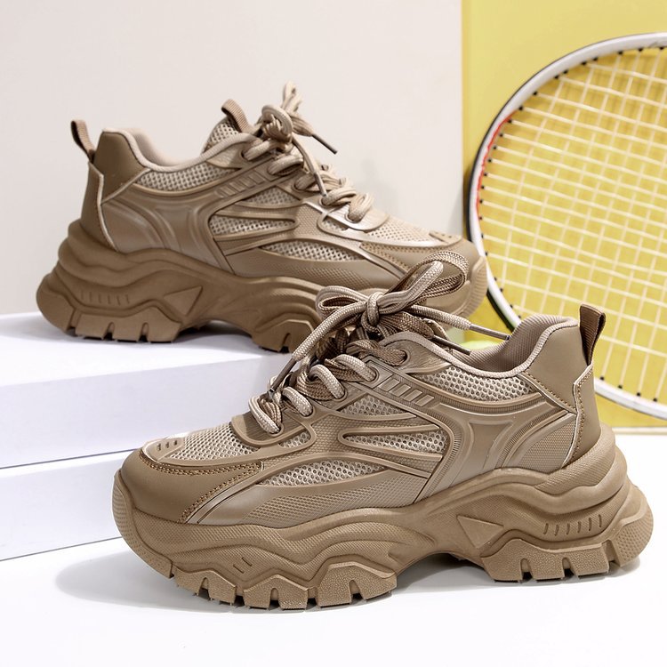 Internet celebrity dad shoes, women's muffins, soft platform casual sneakers, double laces, the same breathable, fashionable and versatile model as the stars