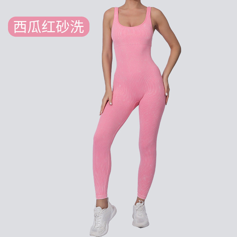 European and American cross-border new products, sports elastic tight-fitting bodysuits, women's seamless threads, abdominal tightening, slimming body-pieces, yoga clothes, women