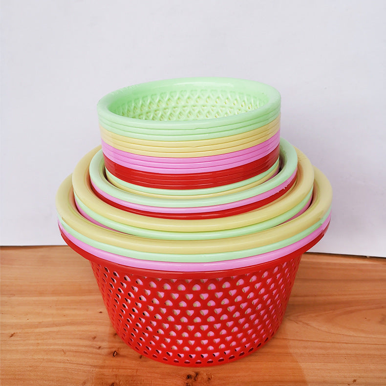 Plastic sieve running jianghu street stall sieve round fruit basket spicy hot hot pot side dish basket egg basket pie