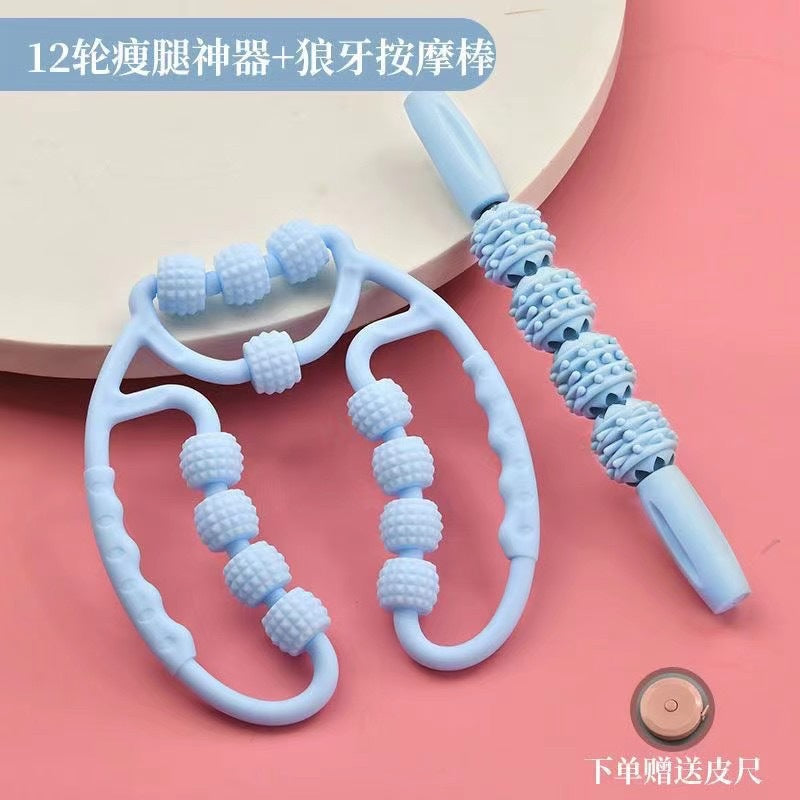 Popular ring clamp calf roller yoga training deep massage leg shaping hot selling portable 12-wheel relaxer by My Store