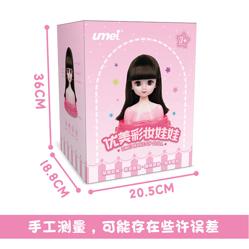 Play house makeup doll comb hair girls children toys wig dressing set princess sixth birthday gift